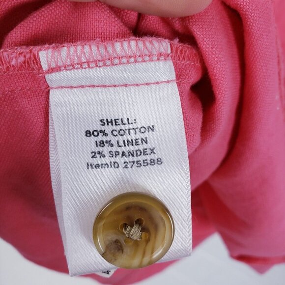 L.L. Bean Cotton Linen A-Line Sleeveless Dress Pink Size 2 Button Front - Picture 6 of 6
